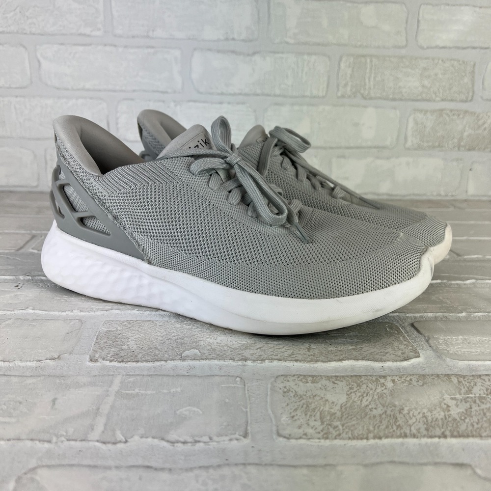Kizik Athens Sneakers Gray Hands Free Slip On Mens 8.5 Wide Womens 10 W Lace Up